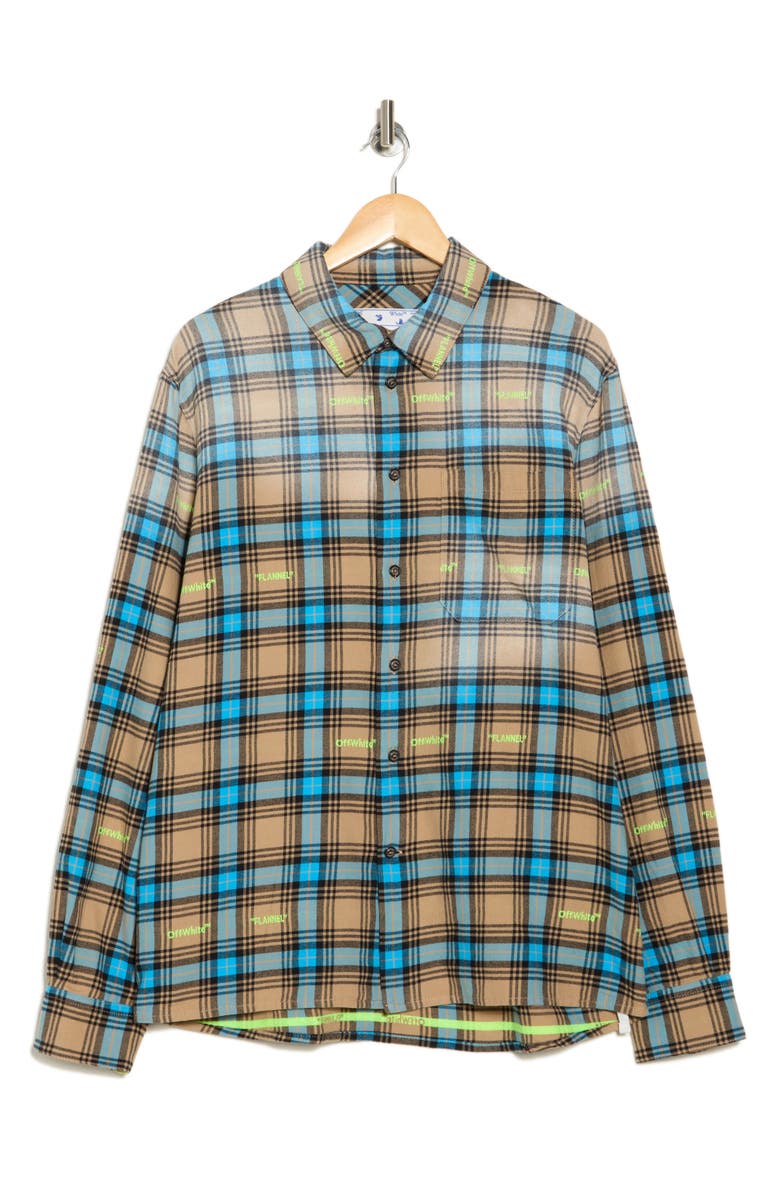 Off-White Helvetica Check Skate Flannel Shirt, Alternate, color,