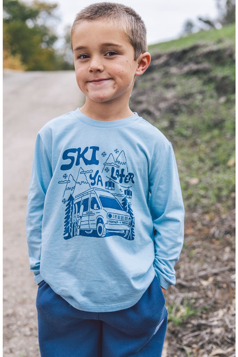 Ski Ya Later Long Sleeve Cotton Graphic T-Shirt, Alternate, color, CELESTIAL BLUE