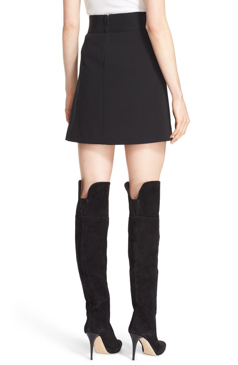 Alice + Olivia 'Ericka' Leather Inset Faux Wrap Skirt, Alternate, color, 