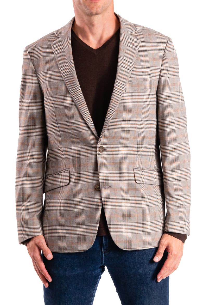 Plaid Sport Coat, Main, color, TAN