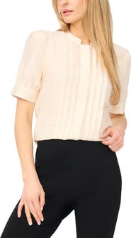 Halogen® Pintuck Pleat Button-Up Top