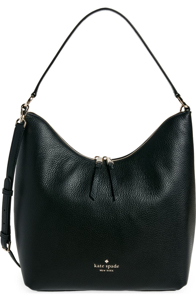 Kate Spade New York leather shoulder bag, Main, color, Black