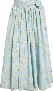 Emilia Wickstead Evelyna Floral Cotton Poplin Midi Skirt