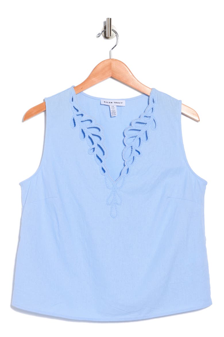 Embroidered Eyelet Sleeveless Top, Alternate, color, HYDRANGEA