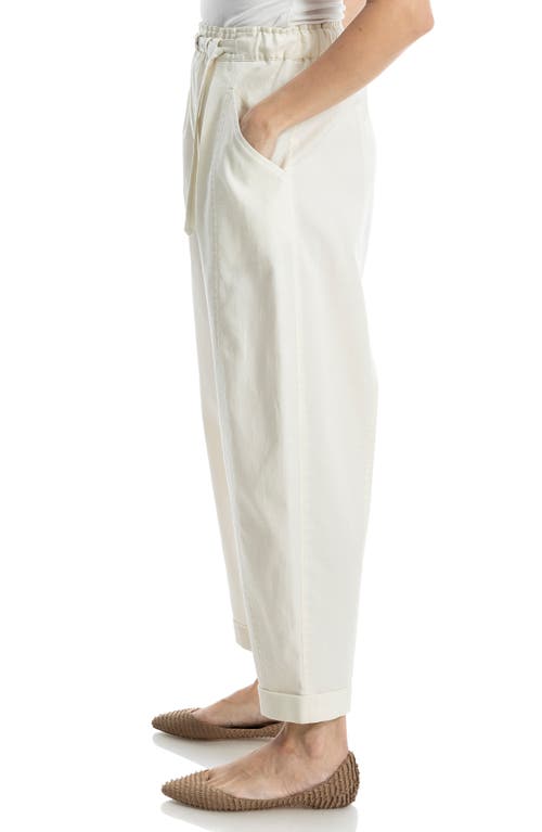 Max Studio Belted Pique Barrel Leg Pants In White