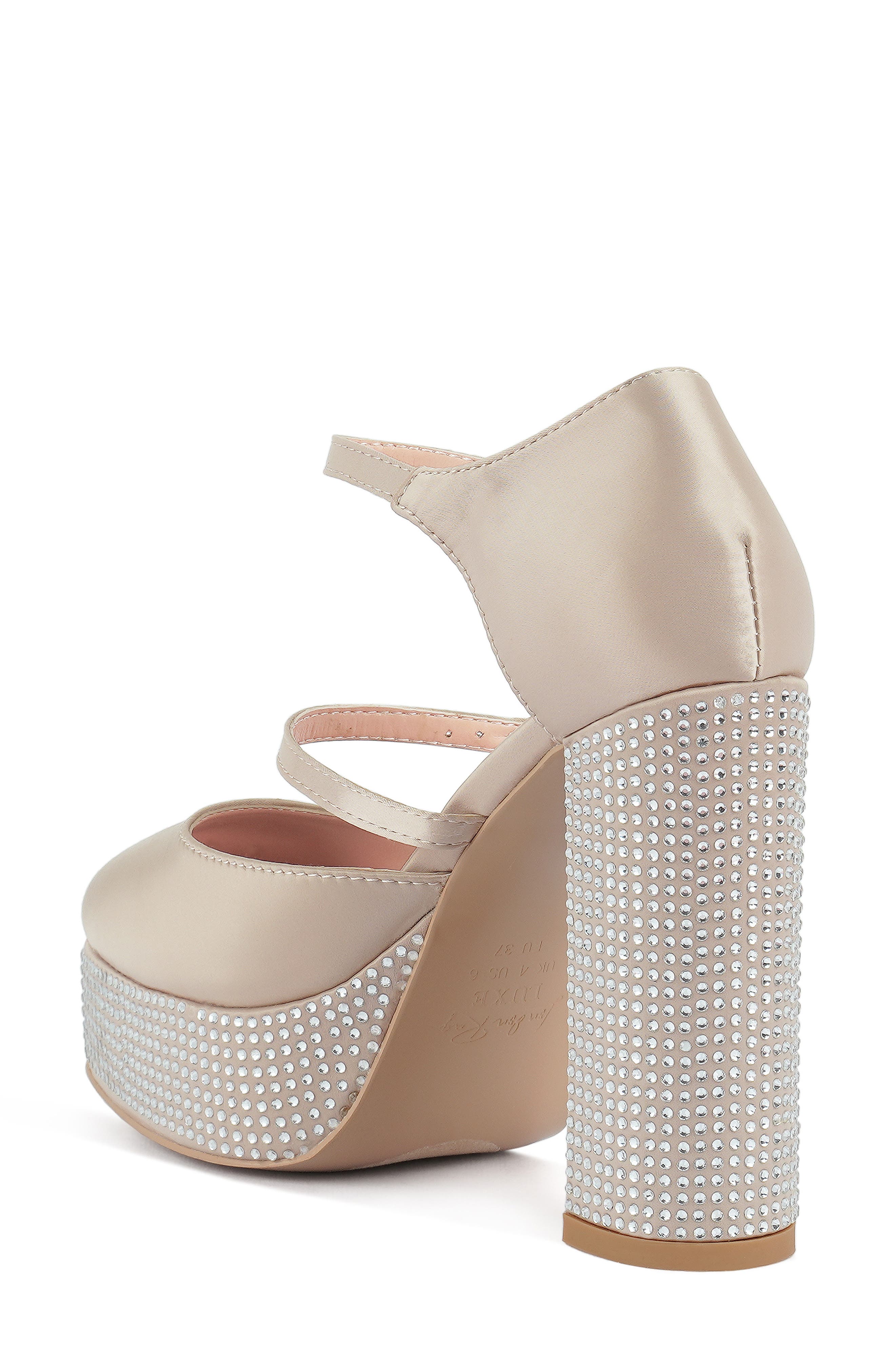 LONDON RAG Rhinstone Embellished Platform Mary Jane Pump, Alternate, color, Beige