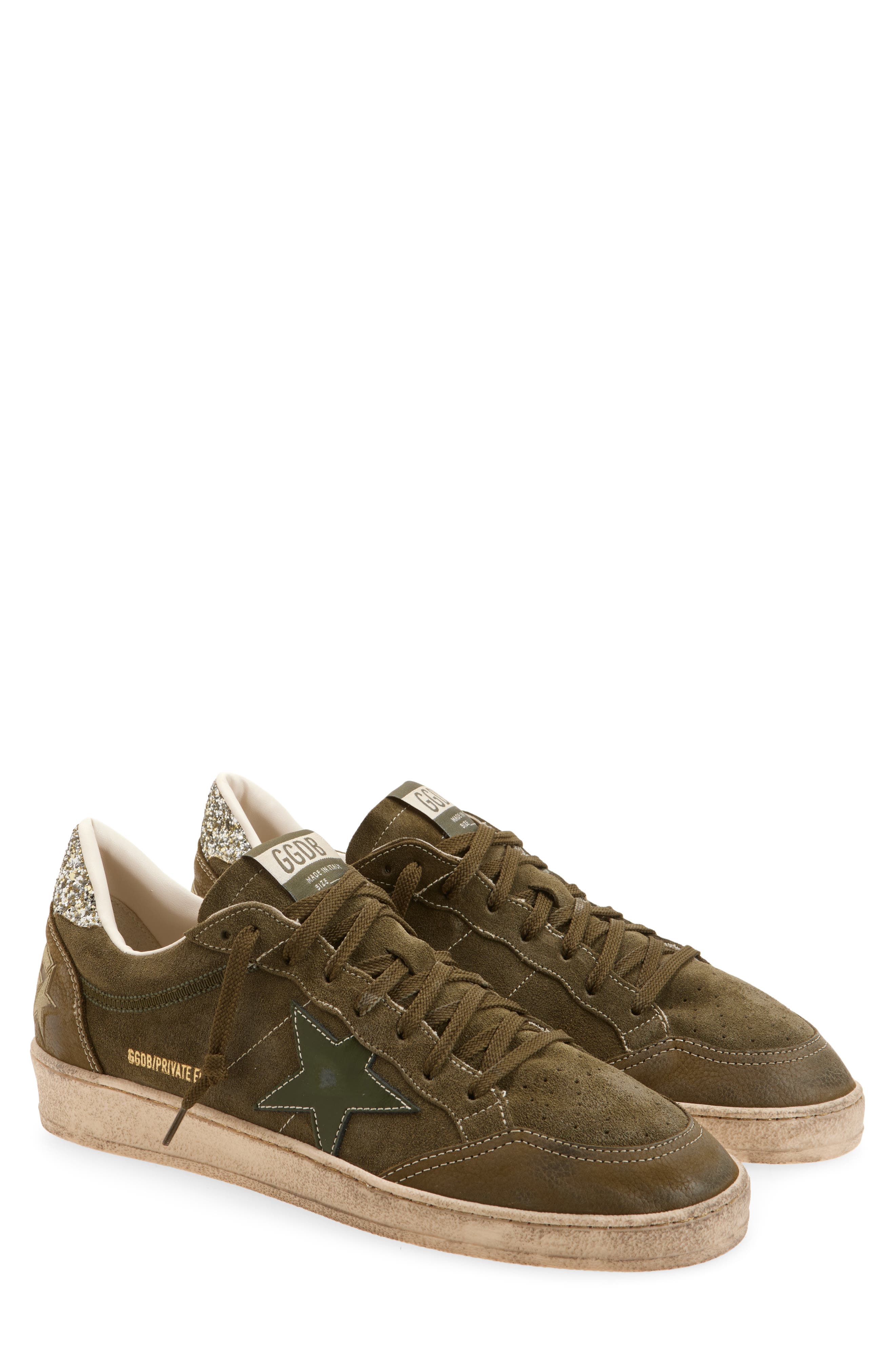 Golden Goose Ball Star Low Top Sneaker, Main, color, Olive Green/ Gold