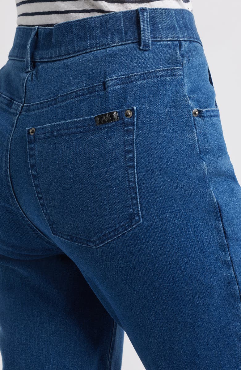 Hue High Waist Cuffed Straight Leg Denim Leggings, Alternate, color, Medium Wash