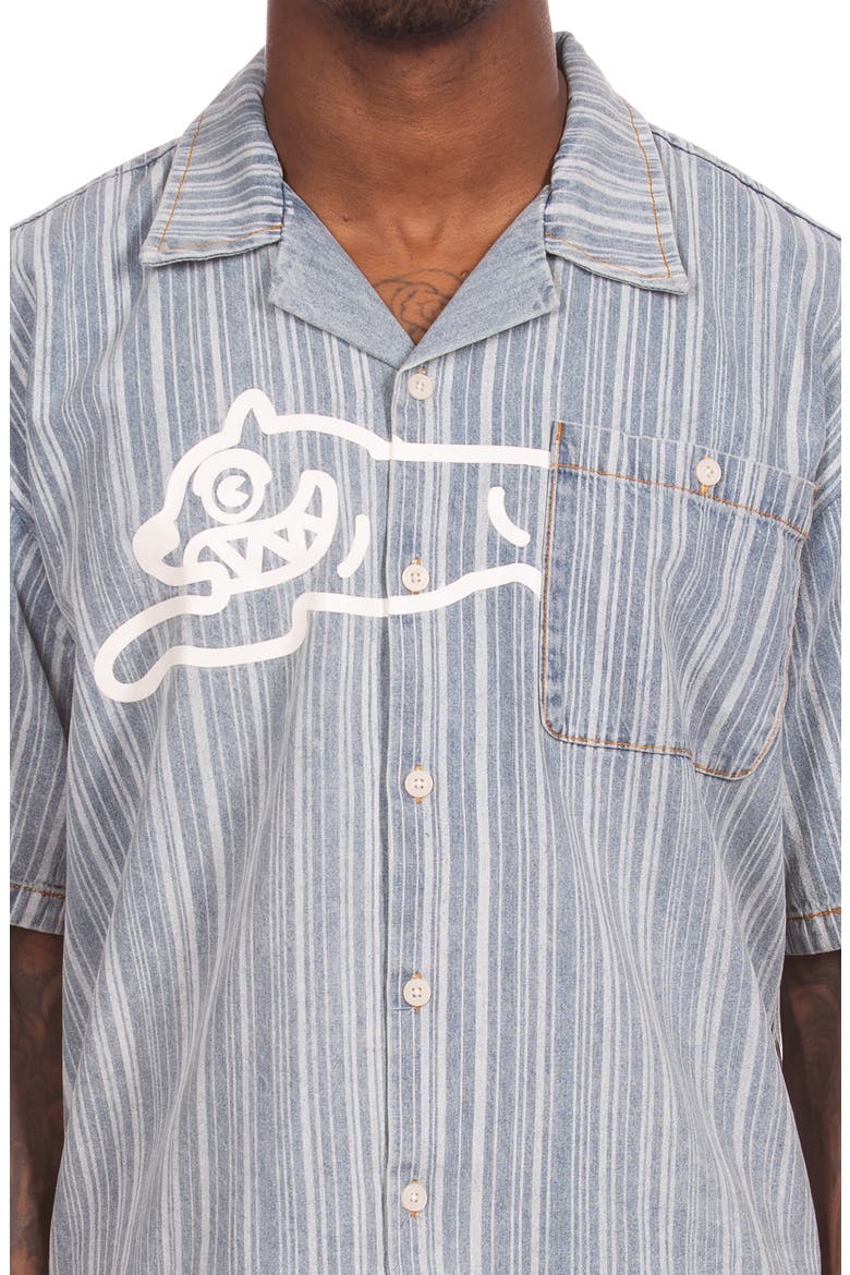 Float Running Dog Denim Graphic Camp Shirt, Alternate, color, BLUE STRIPE