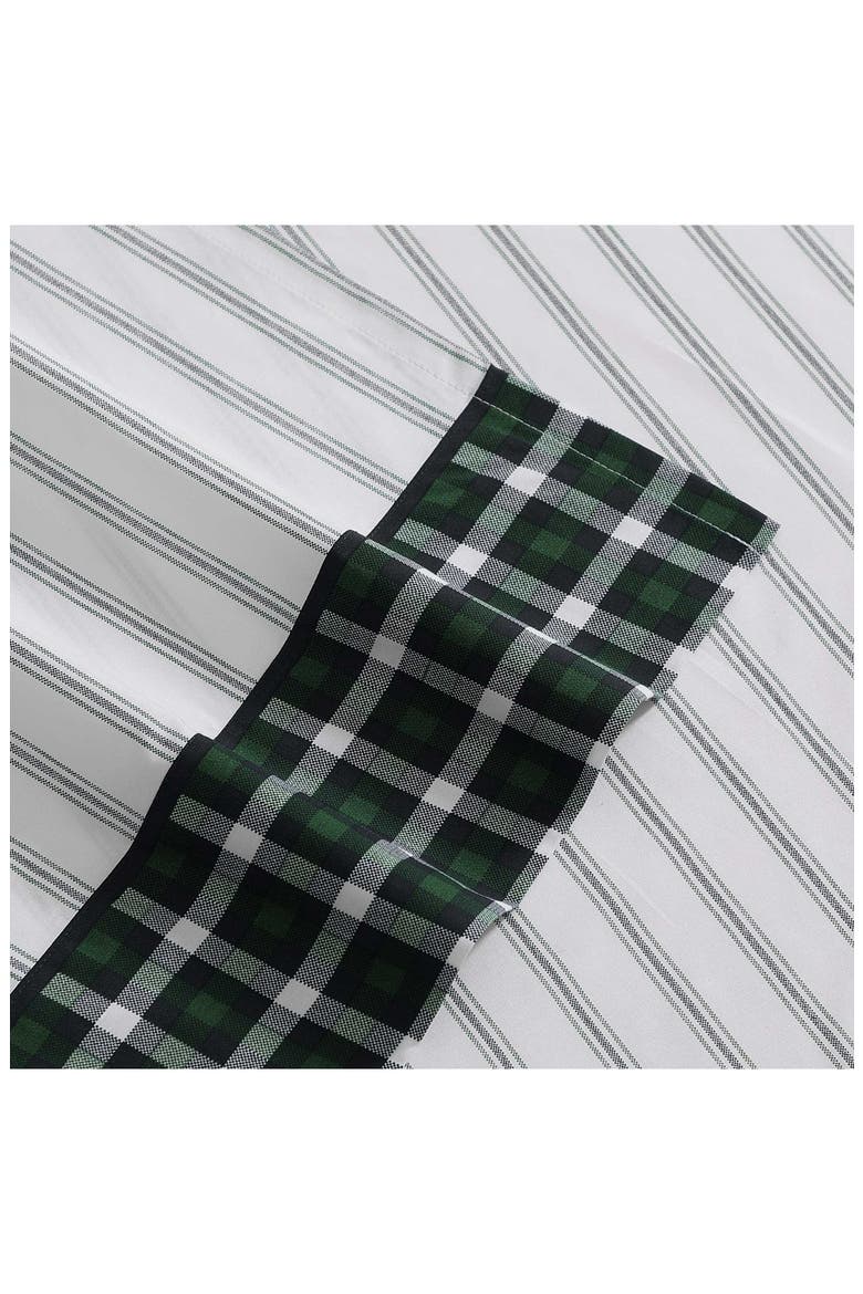 Cass Park Mix Check Stripe Cotton Percale Sheet Set, Alternate, color, PARADISE GREEN