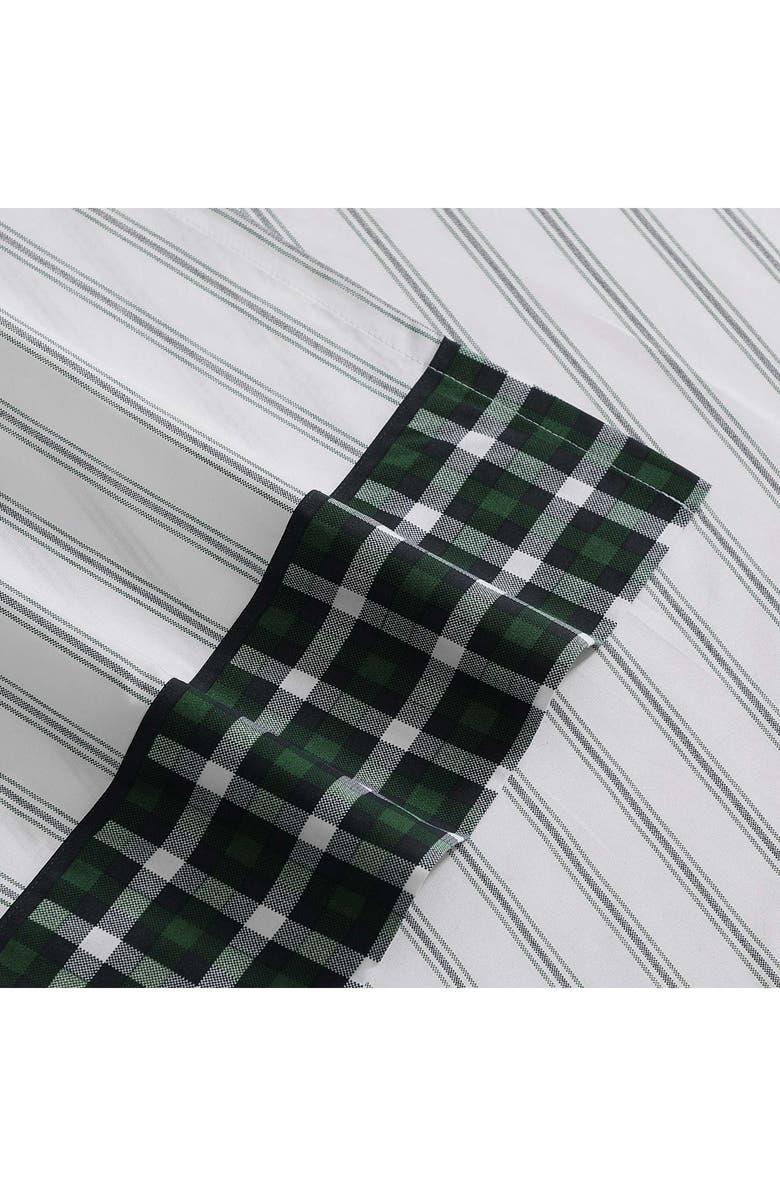Tommy Hilfiger Cass Park Mix Check Stripe Cotton Percale Sheet Set, Alternate, color, Paradise Green