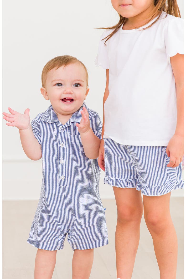 Classic Seersucker Cotton Romper, Alternate, color, BLUE