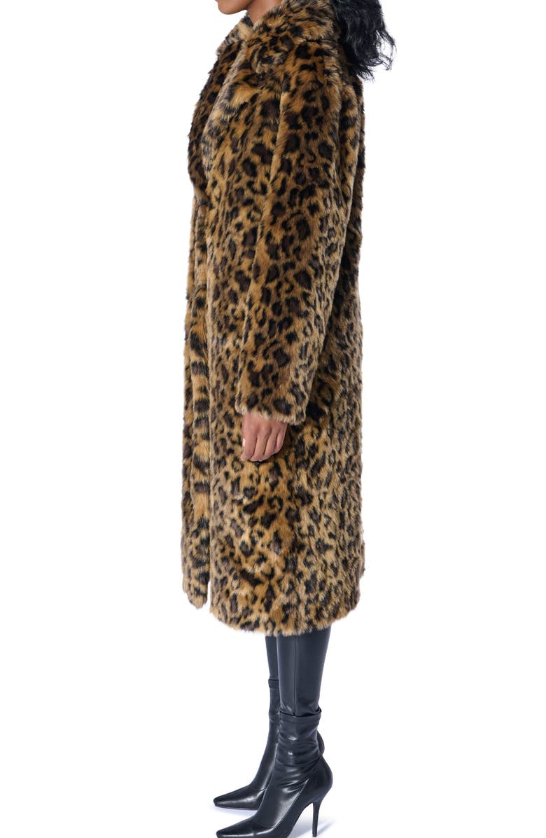 AZALEA WANG Catty Leopard Faux Fur Coat, Alternate, color,
