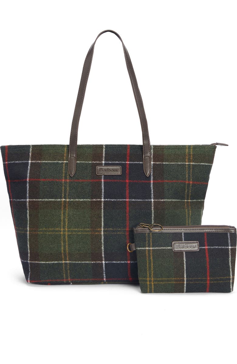 Barbour Witford Tartan Plaid Wool Blend Tote, Alternate, color,