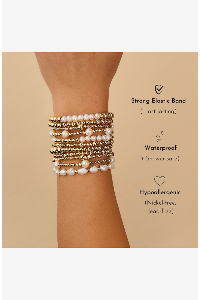 Bead 8-Pearl Bracelet, Alternate, color, Gold / Pearl