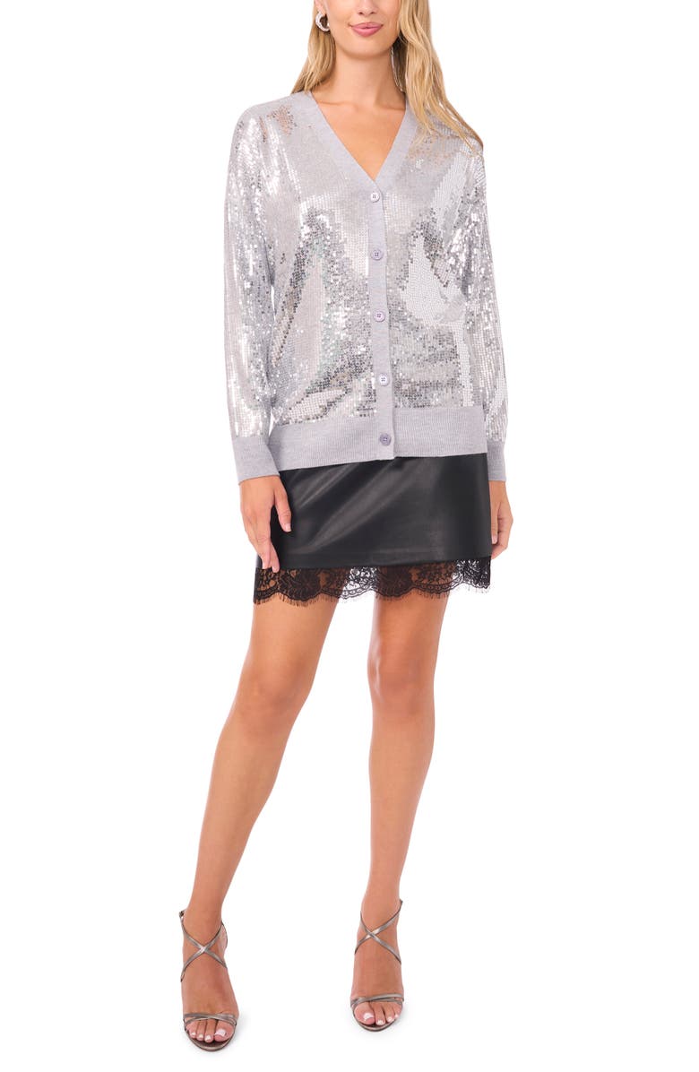 Vince Camuto Sequin Cardigan, Alternate, color, Light Heather Grey