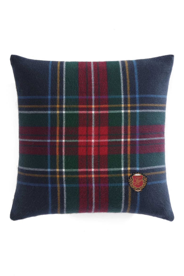 Devon Tartan Decorative Pillow, Main, color, NAVY BLUE