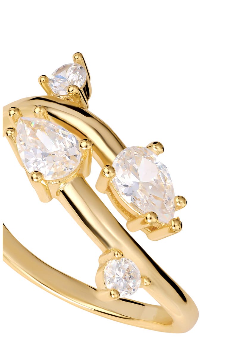 Cubic Zirconia Pear Bypass Ring, Alternate, color, GOLD