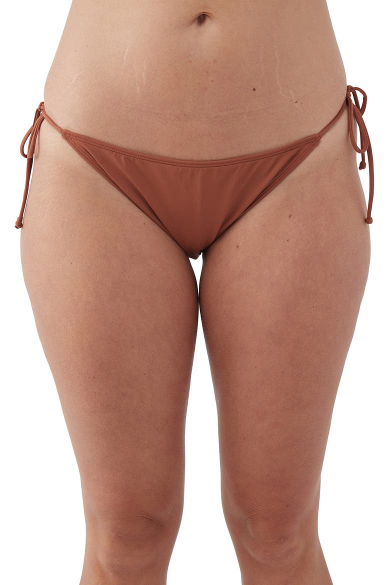 Saltwater Solids Maracas Side Tie Bikini Bottoms, Alternate, color, RUSTIC BROWN