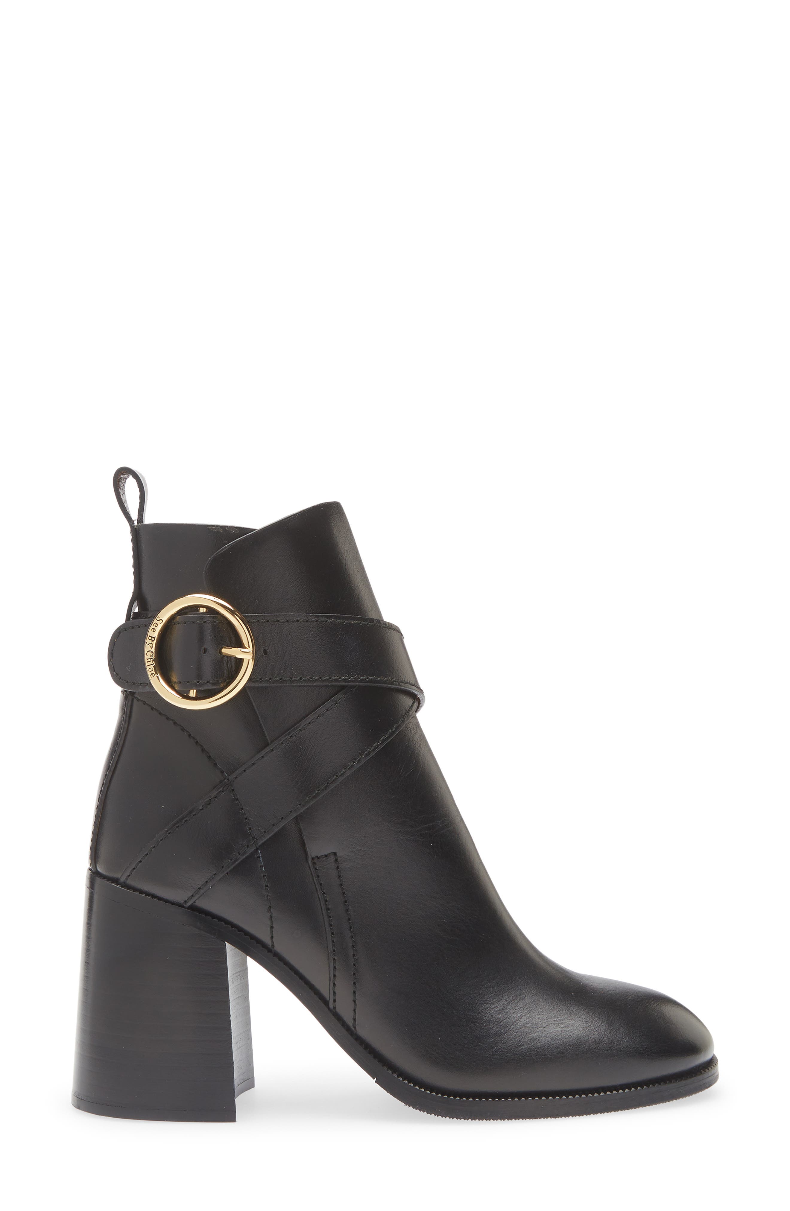 See by Chloé New Gaucho Block Heel Bootie, Alternate, color, Black