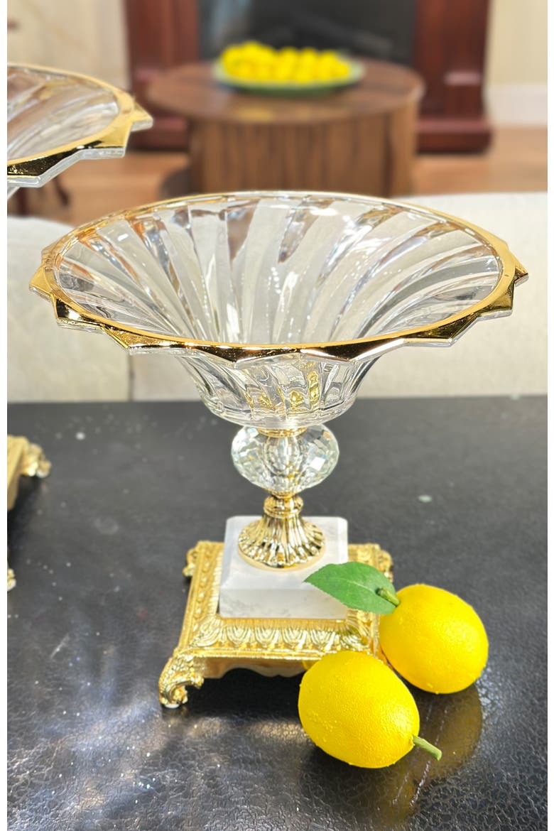 Footed Pedestal Bowl, Alternate, color, Amber