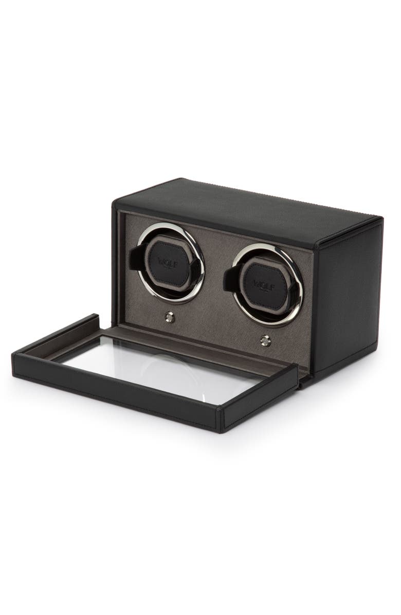 WOLF Cub Double Watch Winder with Cover, Alternate, color, Black