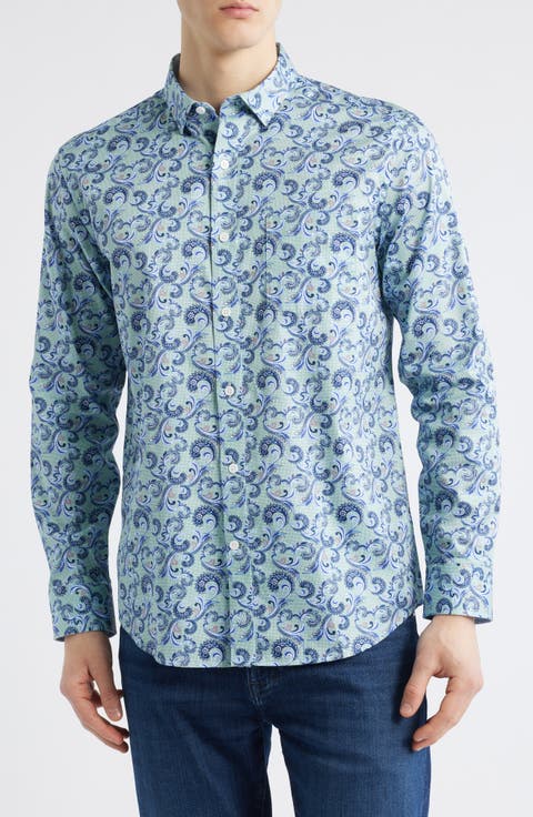 Check Paisley Button-Up Shirt
