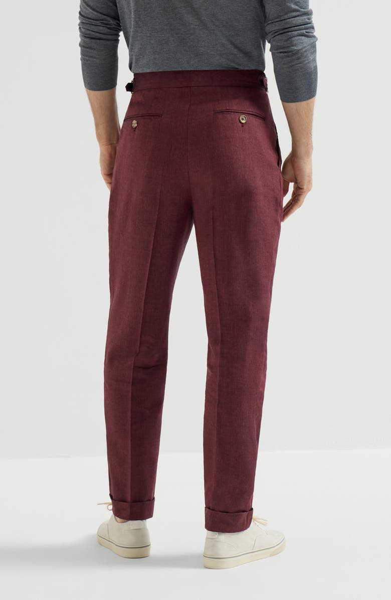 Brunello Cucinelli Linen and virgin wool trousers, Alternate, color, Cherry