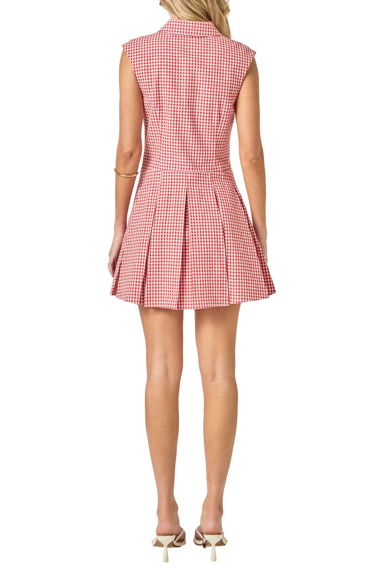 Check Pleated Sleeveless Mini Shirtdress, Alternate, color, RED PLAID