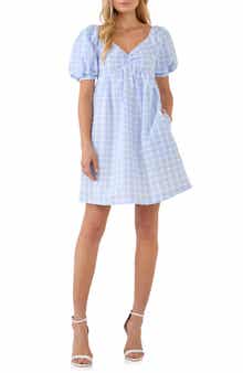 English Factory Plaid Babydoll Minidress