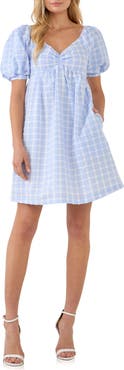 English Factory Plaid Babydoll Minidress