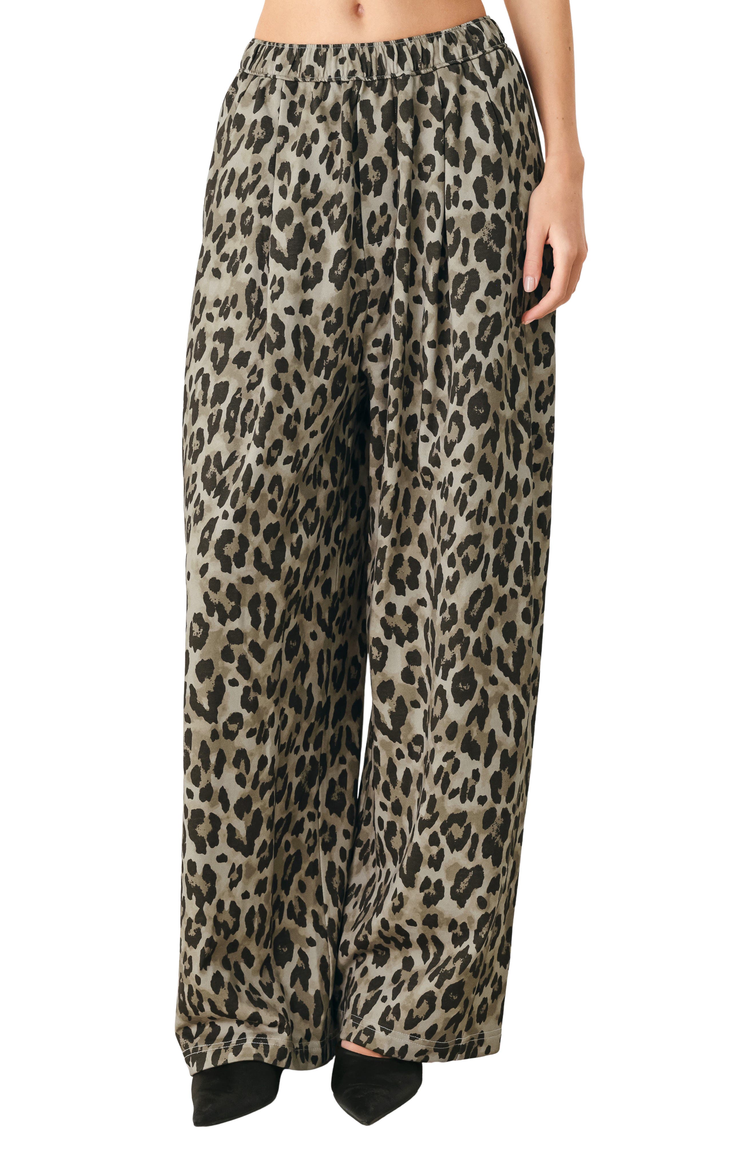 Leopard Print Wide Leg Pants