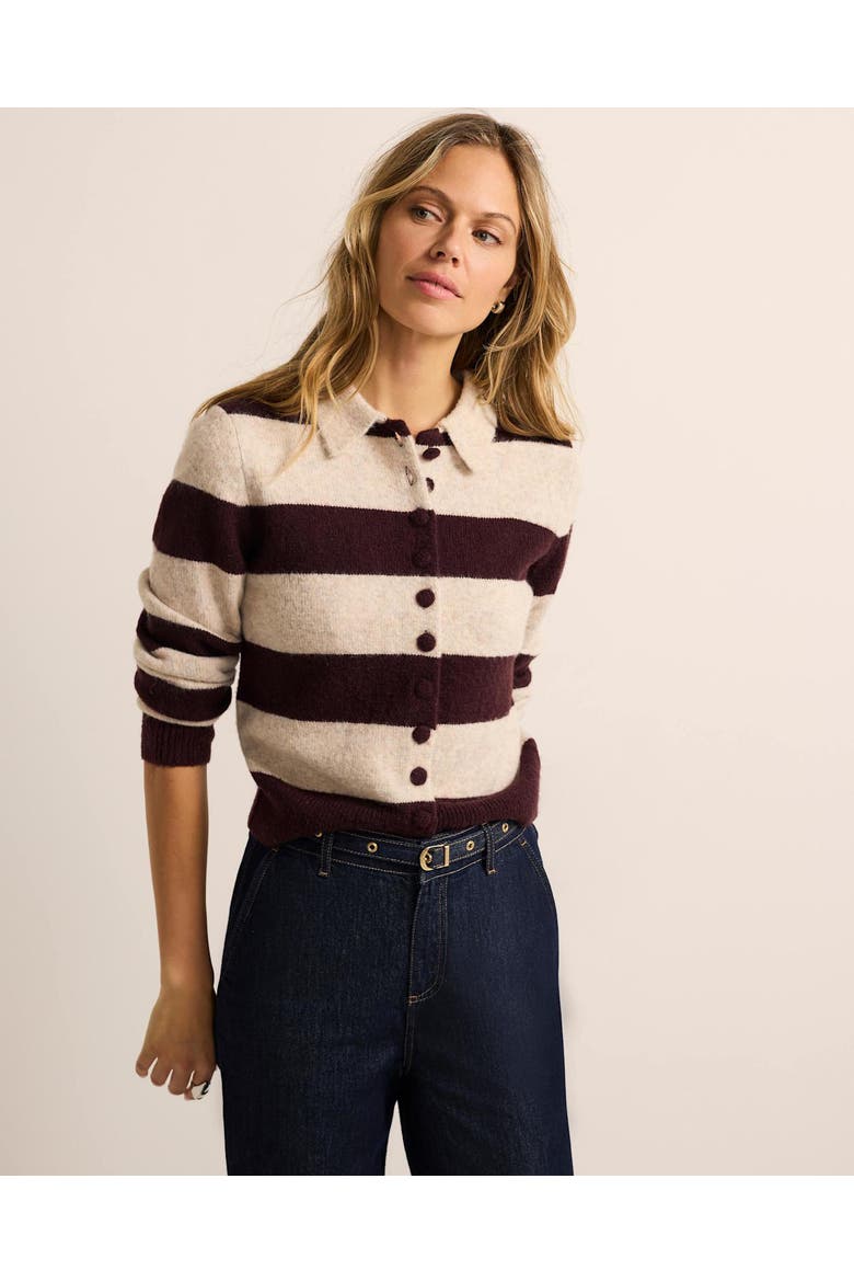 Striped Knit Jumper Collared Pullover Sweater with Long Sleeve, Alternate, color, Neutral