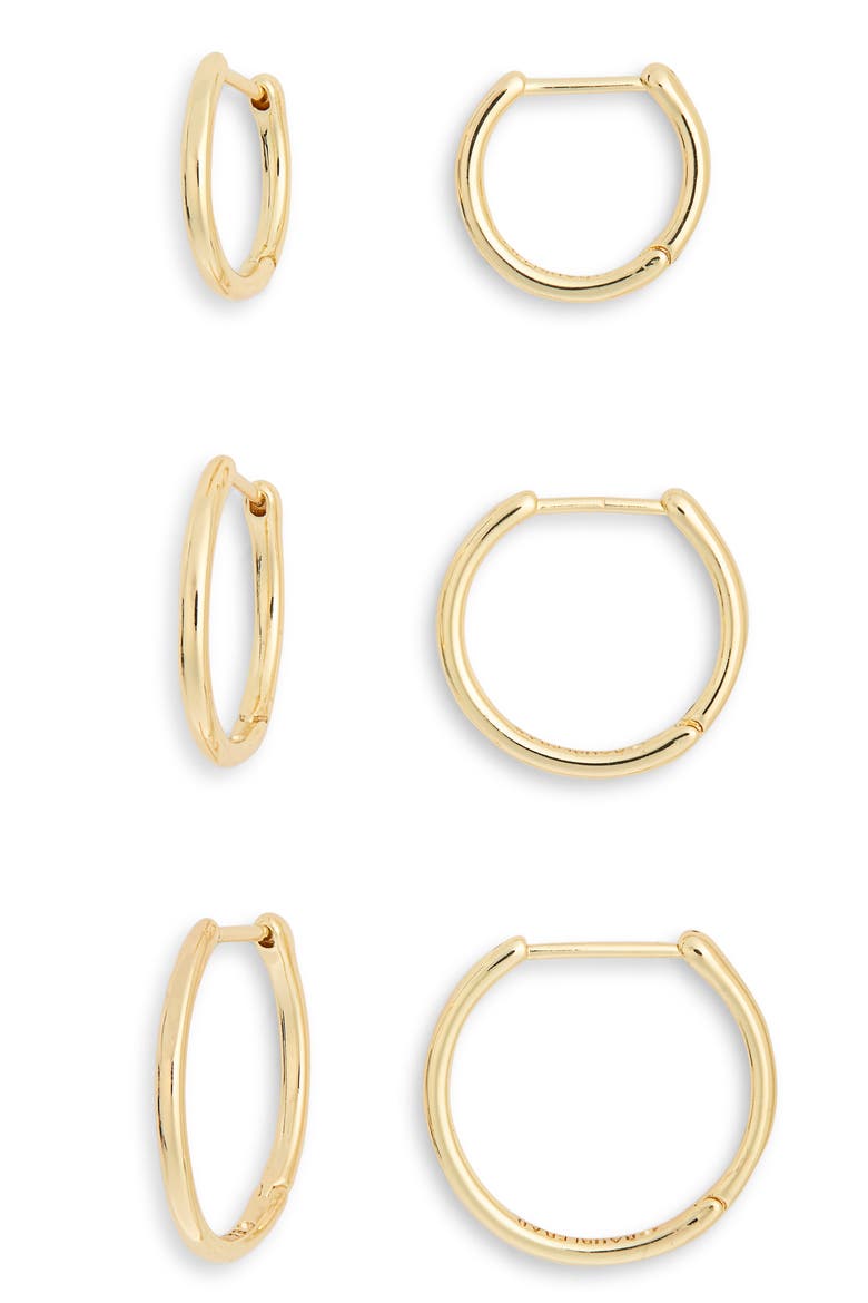 Set of 3 Hoop Earrings, Alternate, color, GOLD