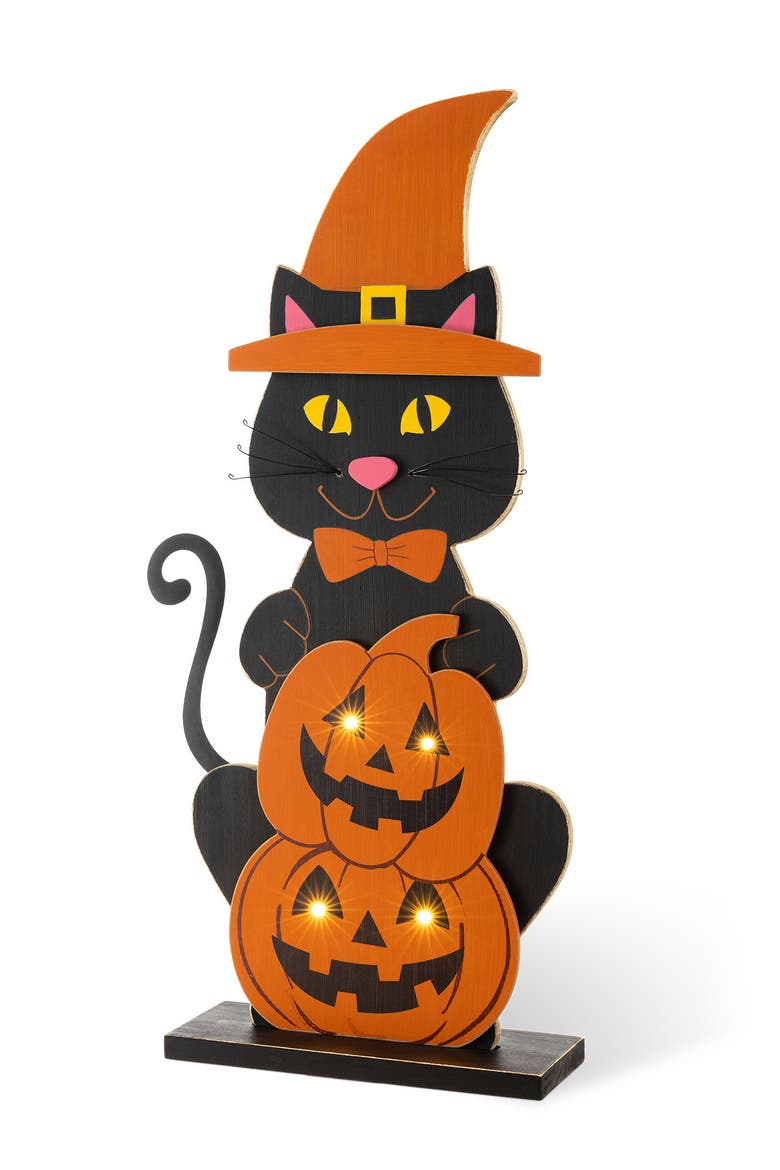 Halloween Wooden Lighted Witch Dog or Cat Porch Decor, Alternate, color, Black