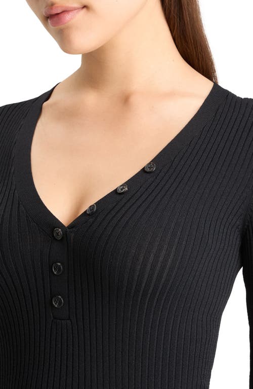 Scotch & Soda Rib Henley Sweater In Evening Black