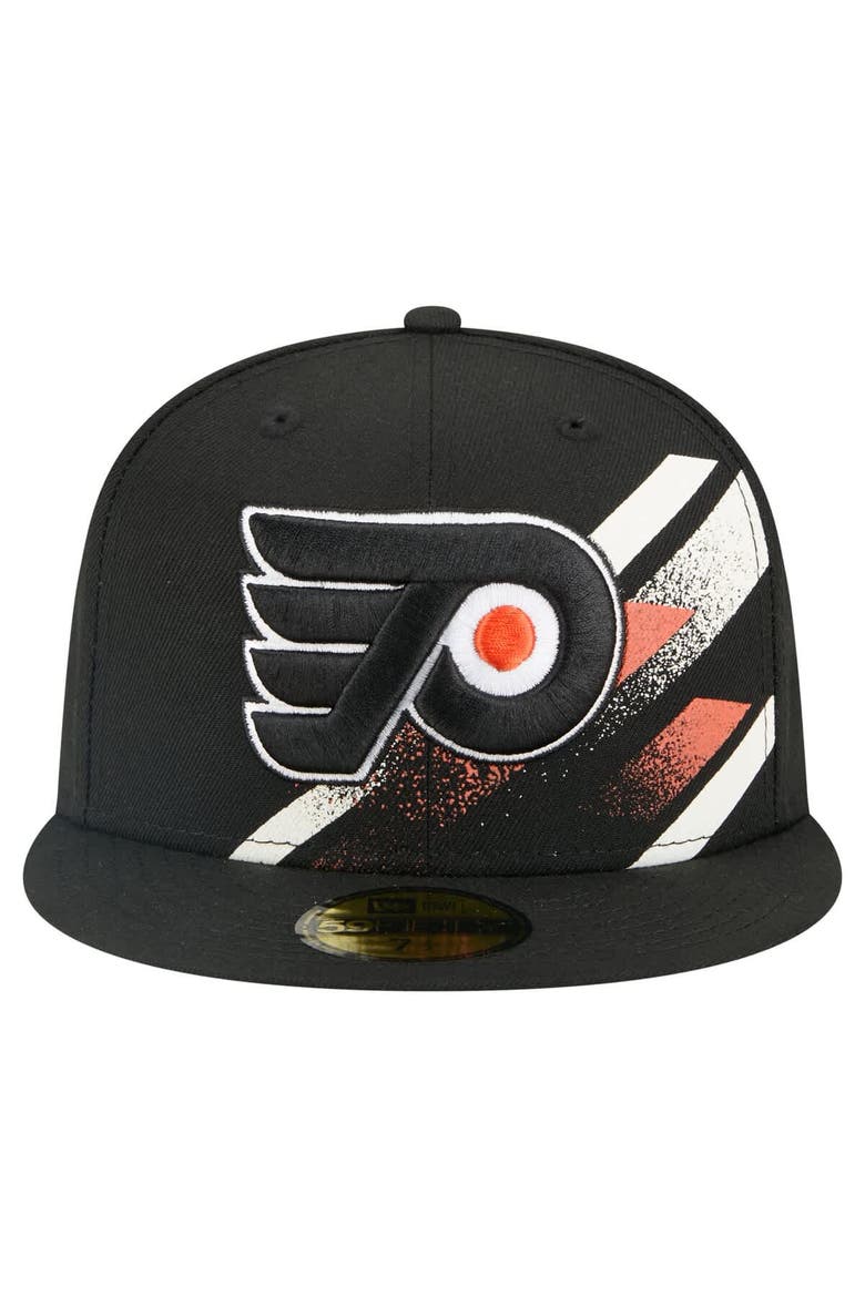 Men's New Era Black Philadelphia Flyers Faded Lines 59FIFTY Fitted Hat, Alternate, color, Black