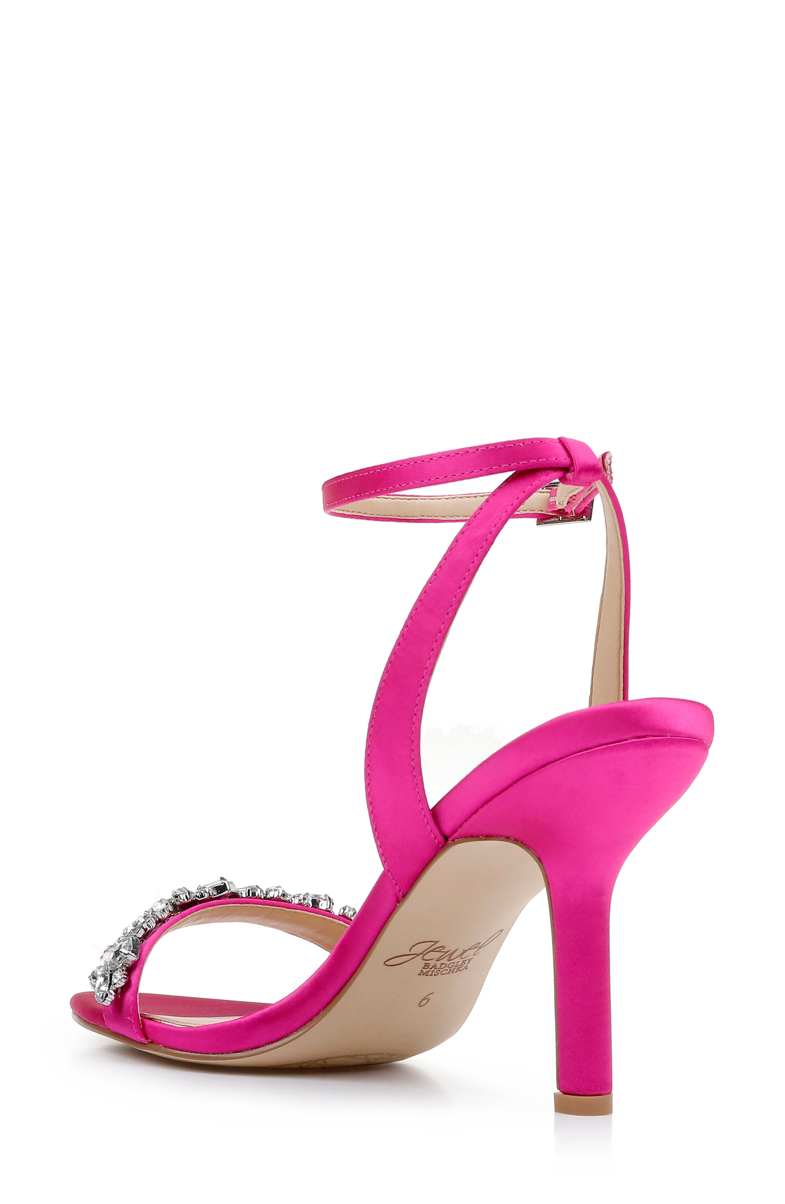 Ojai Crystal Ankle Strap Sandal, Alternate, color, NEON PINK SATIN