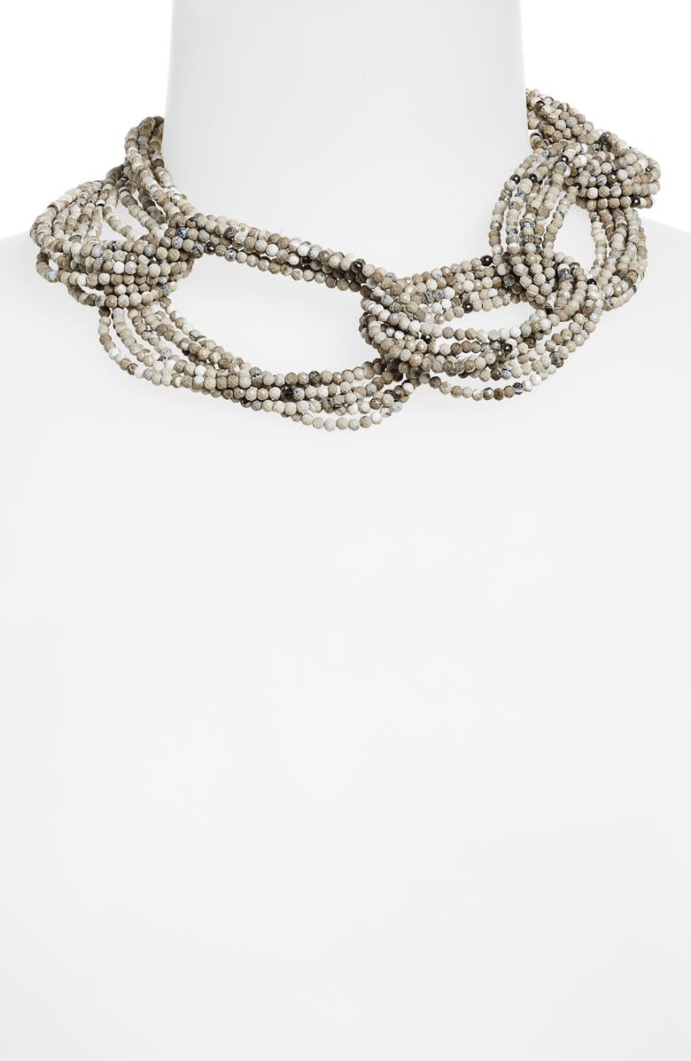 Brunello Cucinelli Agate & Monili Braided Collar Necklace, Alternate, color, 
