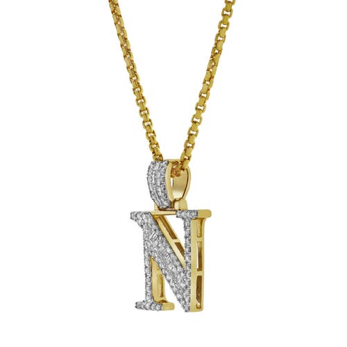 Luvmyjewelry N Initial Diamond Pendant 10k Yellow Gold In 10k Yellow Gold