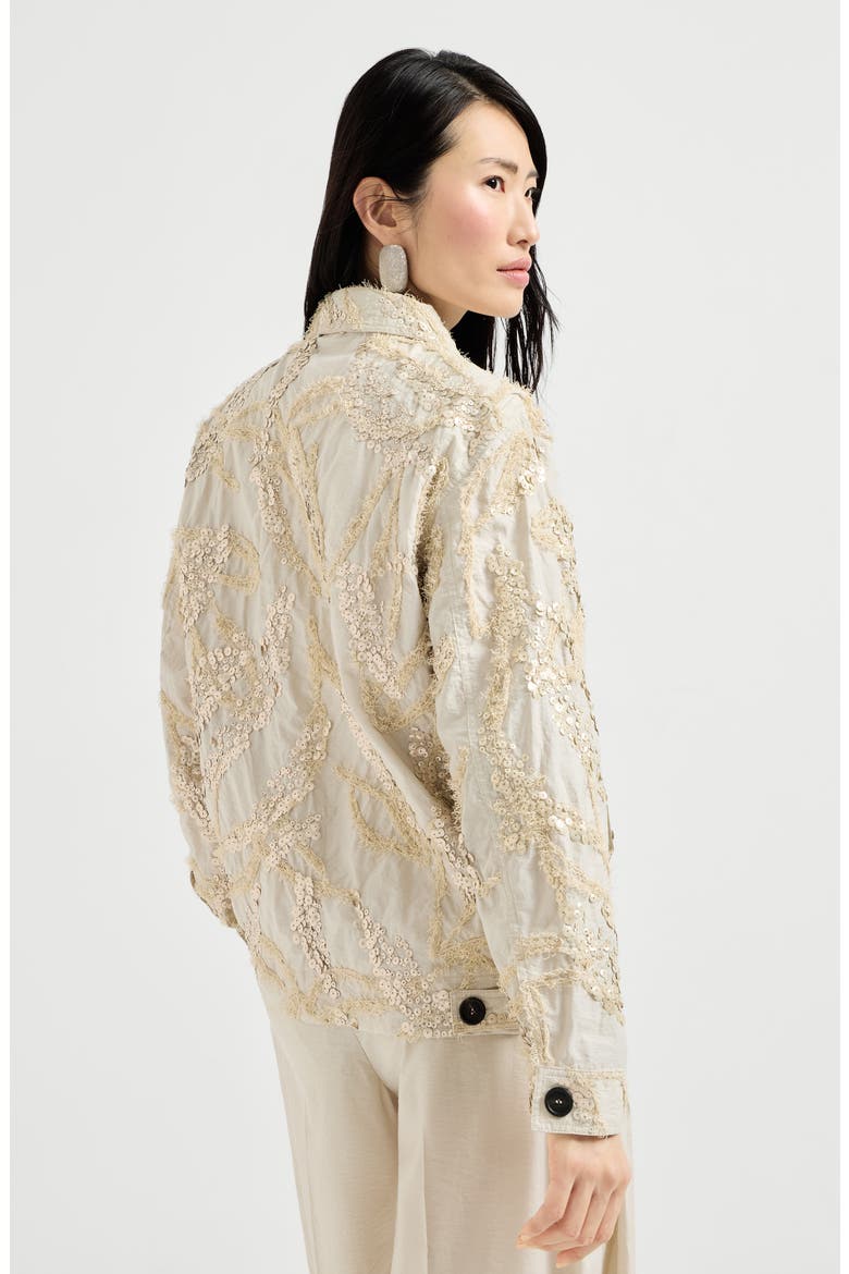 Dazzling seabed embroidery outerwear, Alternate, color, Beige