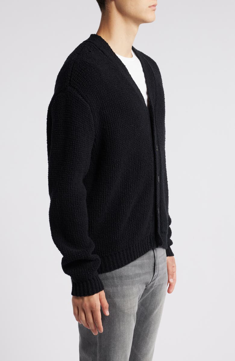 FRAME Rib Wool & Silk Cardigan, Alternate, color, Black
