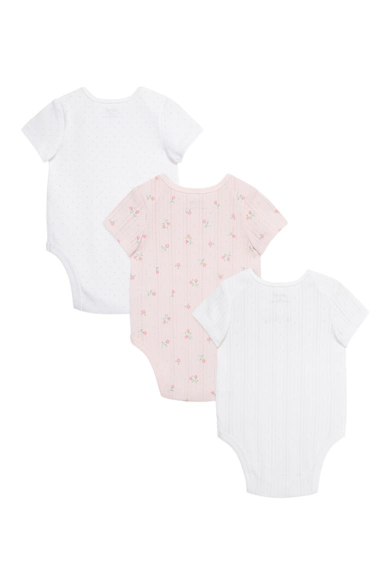 Kids' Dainty Roses Assorted 3-Pack Cotton Bodysuits (Nordstrom Exclusive), Alternate, color, PINK