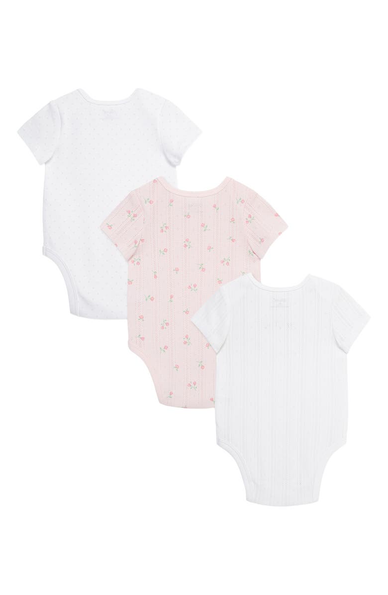 Little Me Kids' Dainty Roses Assorted 3-Pack Cotton Bodysuits, Alternate, color, Pink