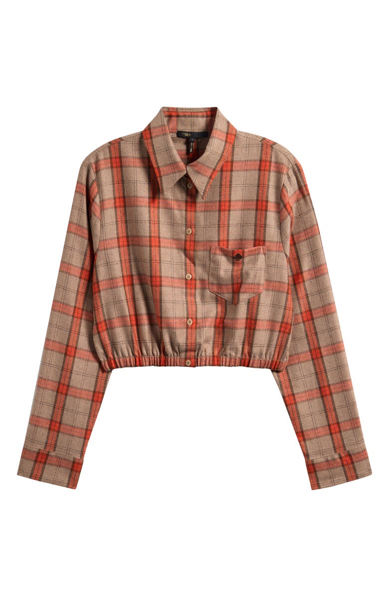 maje Cavellino Button Front Crop Top, Alternate, color, Orange