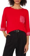 Vince Camuto Embellished Trim Three-Quarter Sleeve Sweater