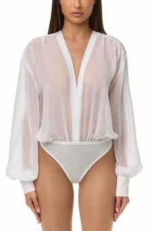 Chiffon V-Neck Blousy Bodysuit