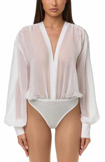 Chiffon V-Neck Blousy Bodysuit