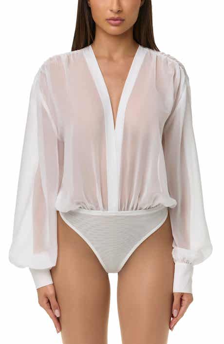 Chiffon V-Neck Blousy Bodysuit