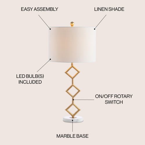 Jonathan Y Diamante 29.5in Modern Gilt Metal With Marble Base Led Table Lamp